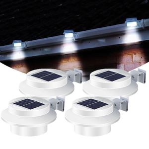Garden Waterproof Outdoor Solar Powered Security Wall Lamp 3 LED Fence Gutter Light