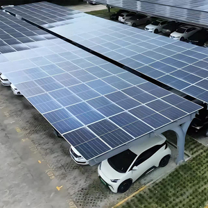Carport Solar System Solar Carport Mounting System Carbon Steel Anodized Photovoltaic Parking Canopy for Outdoor Commercial Lot